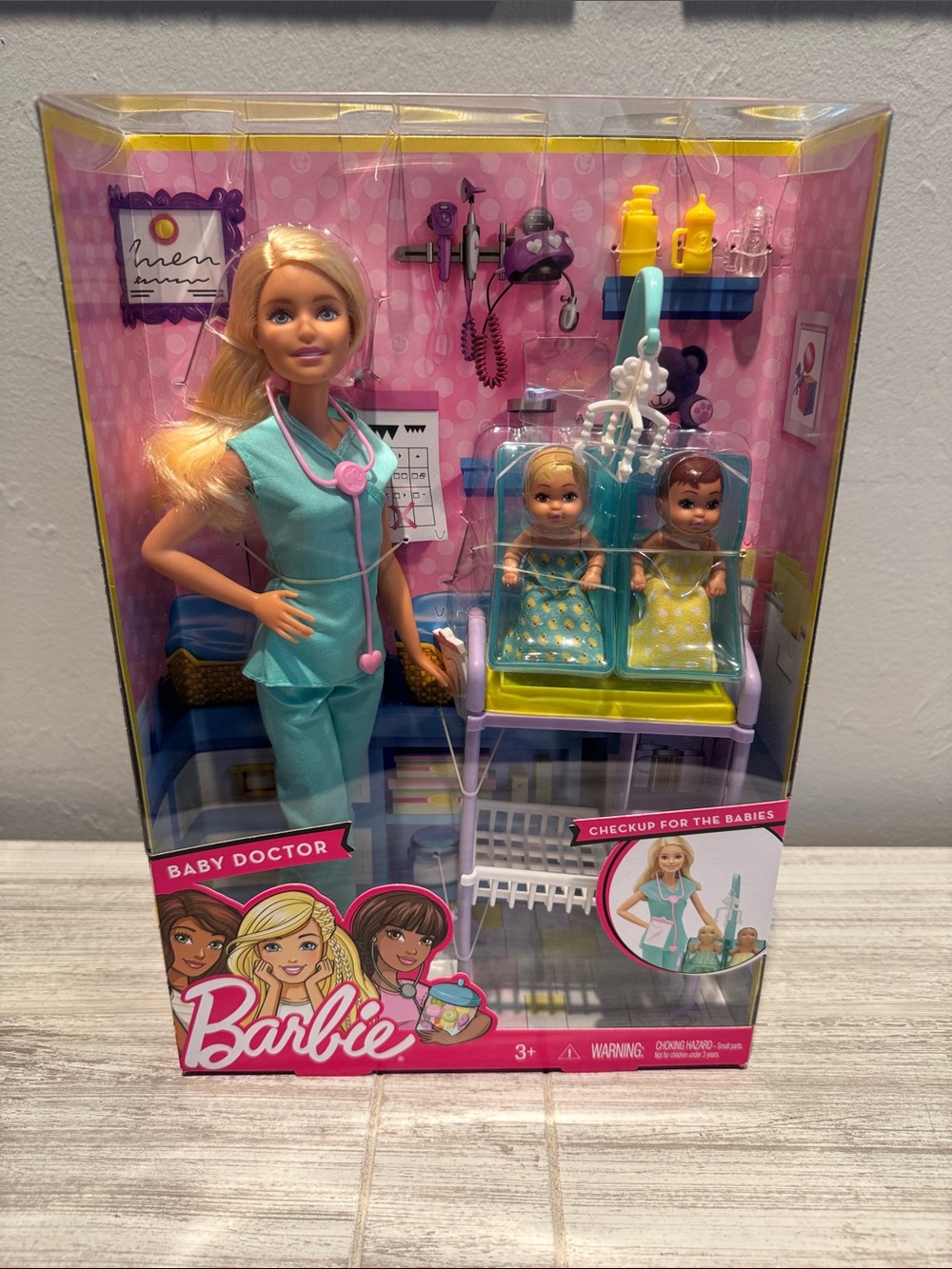 Barbie Baby Doctor Playset - Teal Scrubs with Pink Stethoscope